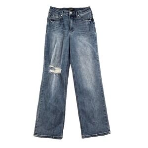 Judy‎ Blue 90s Straight Leg Jeans Womens 9/29 High Rise Tummy Control Distressed